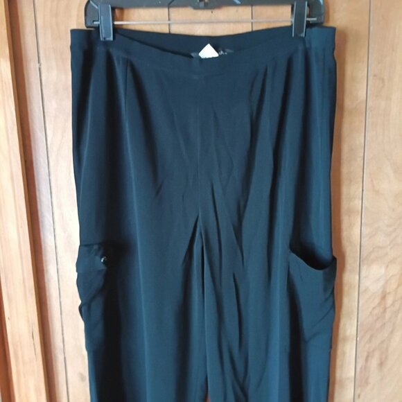 Min wang womens black pull on pants pockets size L - Picture 3 of 4